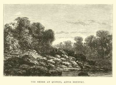 The shore at Quitini, Antis Country by Edouard Riou
